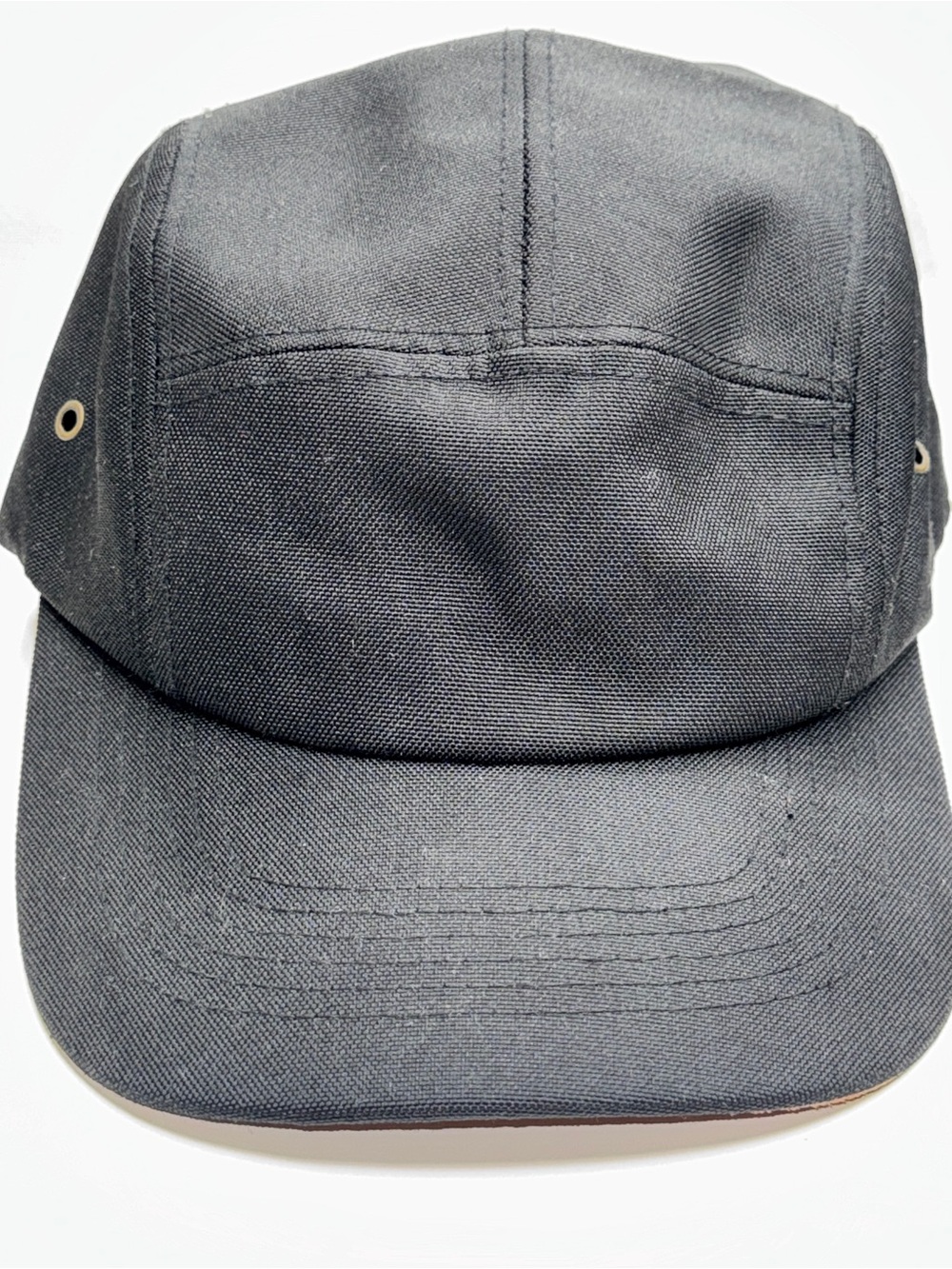 Black Canvas Cap Suede Brim Strapback Hat Minimal Streetwear Dad Cap